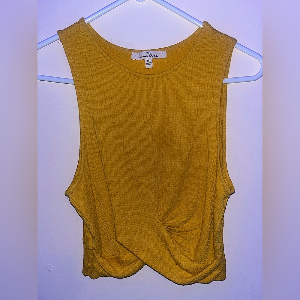 front knotted textured yellow tank